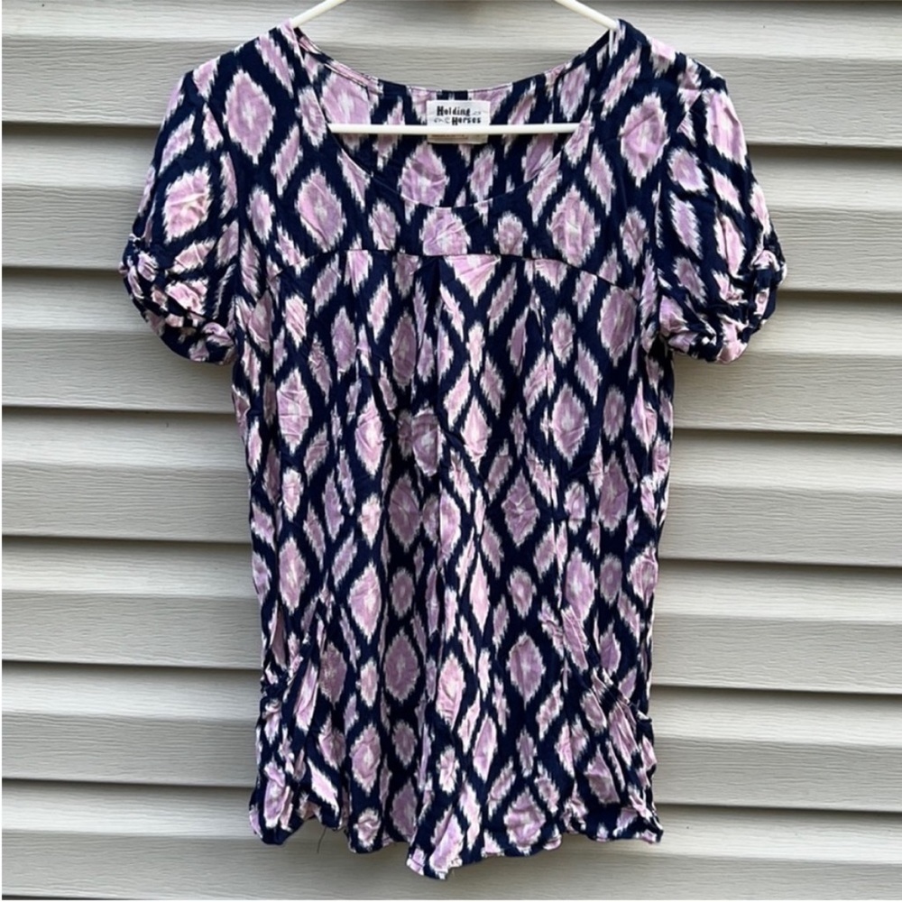 Anthropologie | Holding Horses Ikat Tunic Top Lilac Purple size small